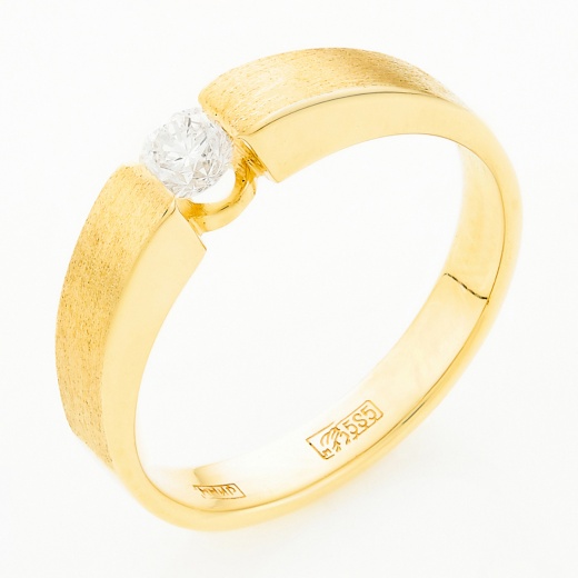 Кольцо из желтого золота 585 пробы c 1 бриллиантом Л75002085 фото 1