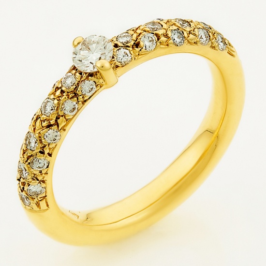 Кольцо из желтого золота 750 пробы c 31 бриллиантами, Л57029199 за 89 900 ₽