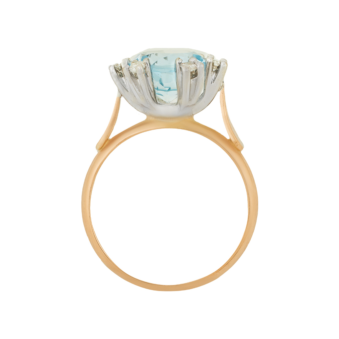 Кольцо из золота 585 пробы c топазом и бриллиантами