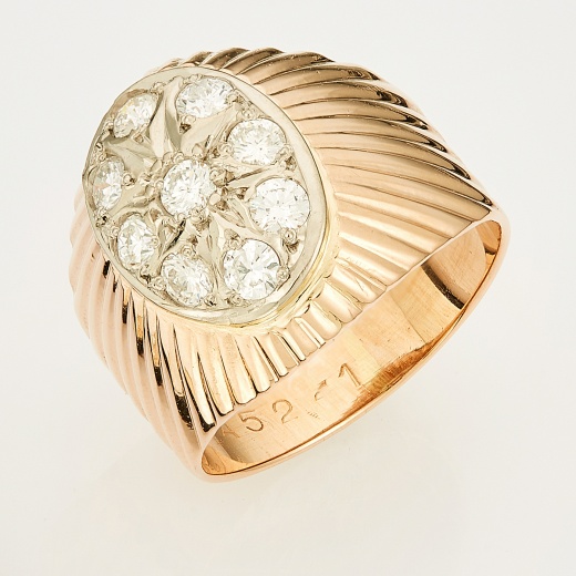 Кольцо из комбинированного золота 583 пробы c 9 бриллиантами Л18102124 фото 1