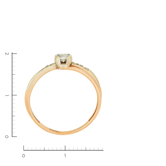 Кольцо из комбинированного золота 585 пробы c 7 бриллиантами, Л05136555 за 11165