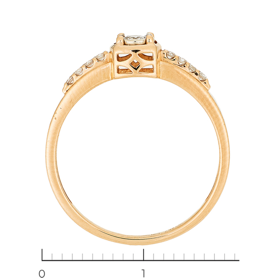 Кольцо из комбинированного золота 585 пробы c 9 бриллиантами, Л09101660 за 18000