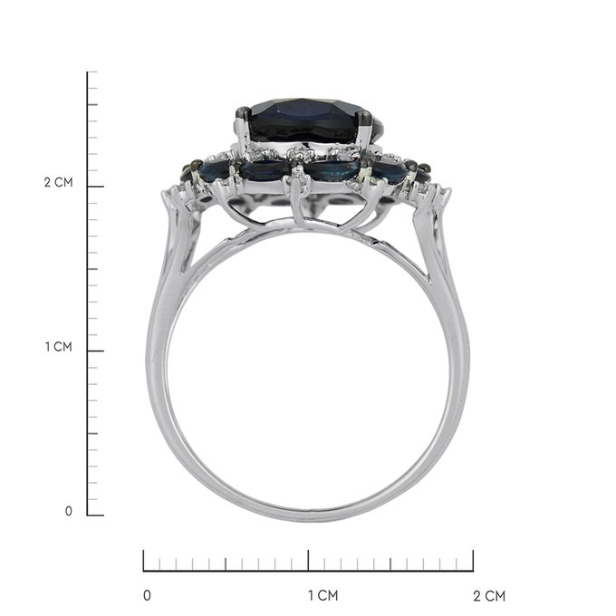 Кольцо из золота 585 пробы c сапфирами, бриллиантами и синтетическим сапфиром, Л 2316 7442 за 75600