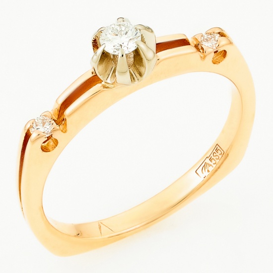 Кольцо из комбинированного золота 585 пробы c 3 бриллиантами, Л05138388 за 15715