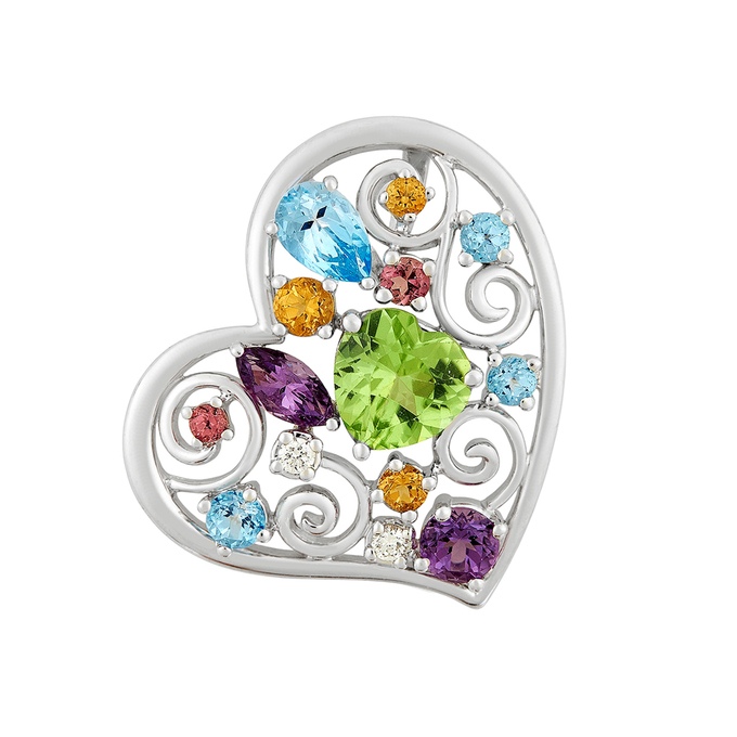 Подвеска из золота 750 пробы c хризолитом, топазами, аметистами, цитринами, турмалинами и бриллиантами, Л 3309 6963 за 69600