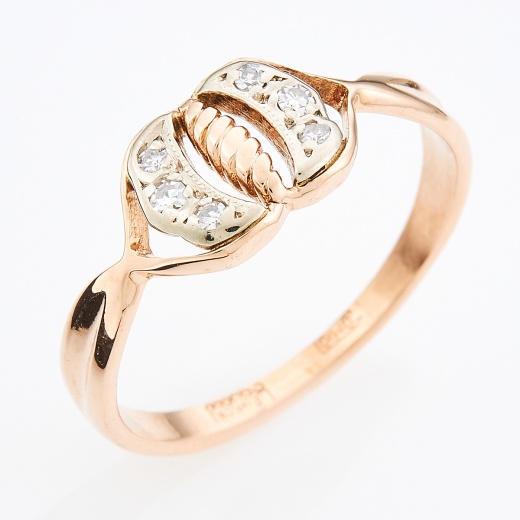 Кольцо из комбинированного золота 585 пробы c 6 бриллиантами Л61013481 фото 1