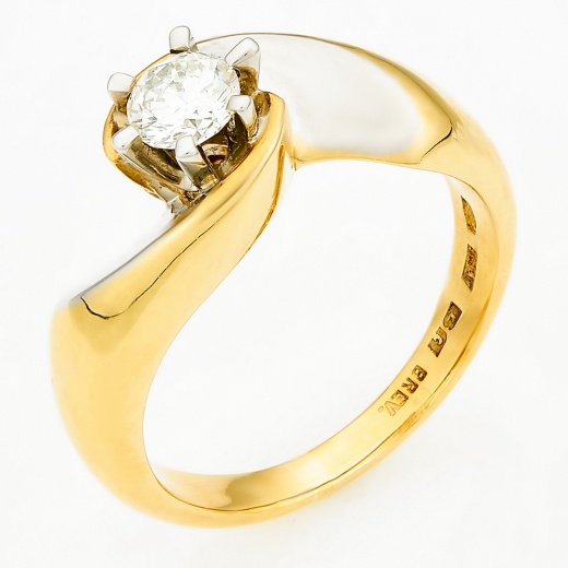 Кольцо из комбинированного золота 750 пробы c 1 бриллиантом Л22078714 фото 1