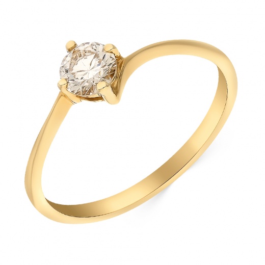 Кольцо из желтого золота 585 пробы c 1 бриллиантом, Л24076741 за 44 460 ₽