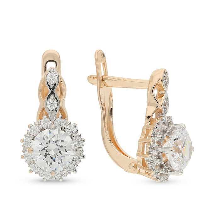Серьги из золота 585 пробы c фианитами