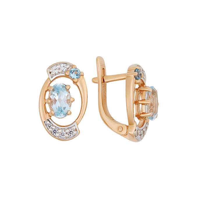 Серьги из золота 585 пробы c топазами и фианитами, Л 4706 2238 за 39600