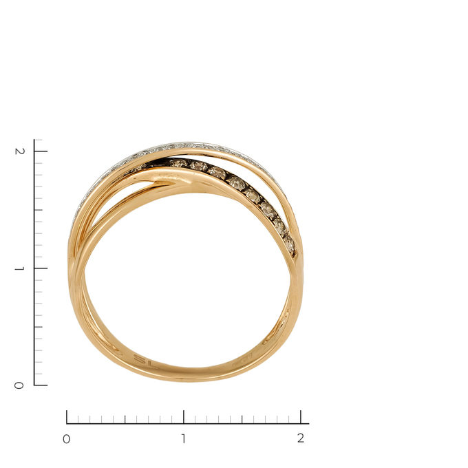 Кольцо из комбинированного золота 585 пробы c 40 бриллиантами, Л 6402 0515 за 30000