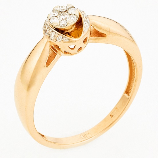 Кольцо из красного золота 585 пробы c 17 бриллиантами, Л73017478 за 17700