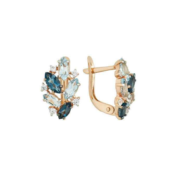 Серьги из золота 585 пробы c топазами, топазами Лондон и фианитами, К 0000 5199 за 37400