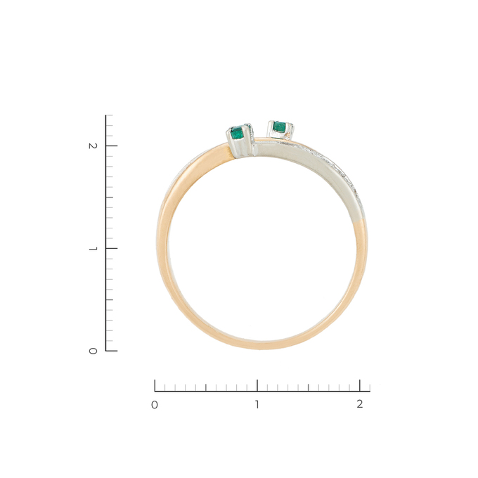 Кольцо из красного золота 585 пробы c 10 бриллиантами и 2 изумрудами, Л 2912 4696 за 30000