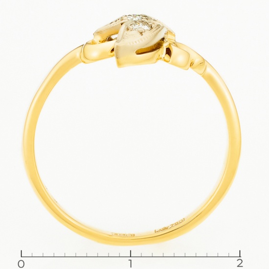 Кольцо из комбинированного золота 750 пробы c 2 бриллиантами, Л12077053 за 21250