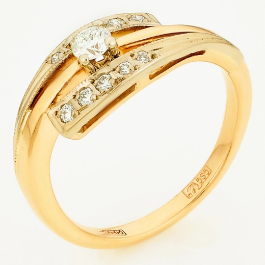 Кольцо из комбинированного золота 585 пробы c 11 бриллиантами Л53017410 фото 1