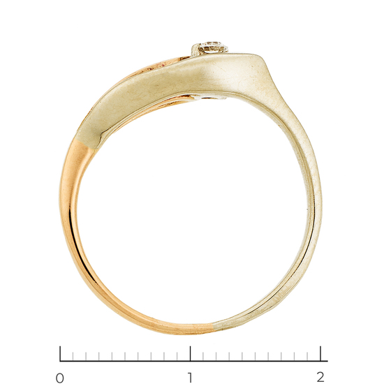 Кольцо из комбинированного золота 585 пробы c 1 бриллиантом, Л28087649 за 15300