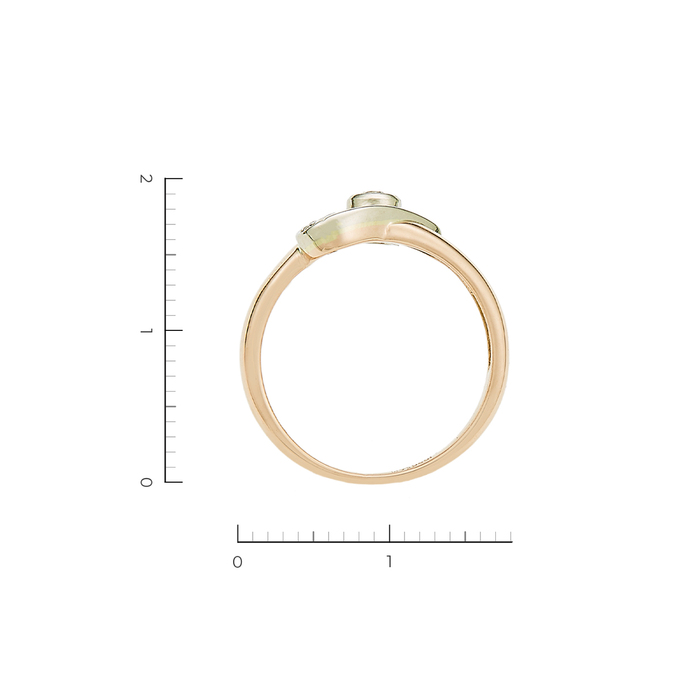 Кольцо из комбинированного золота 585 пробы c 4 бриллиантами