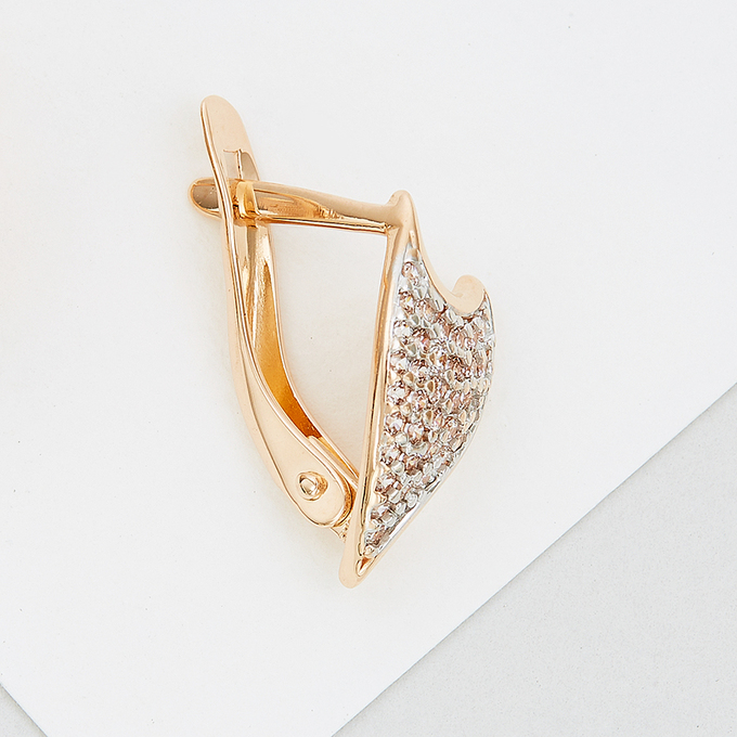 Серьги из красного золота 585 пробы c фианитами