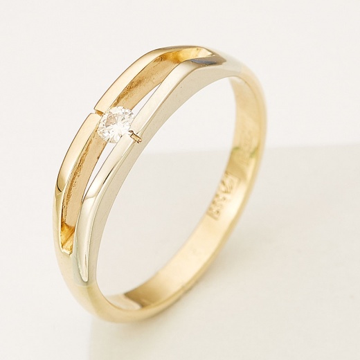 Кольцо из комбинированного золота 585 пробы c 1 бриллиантом Л33072184 фото 1