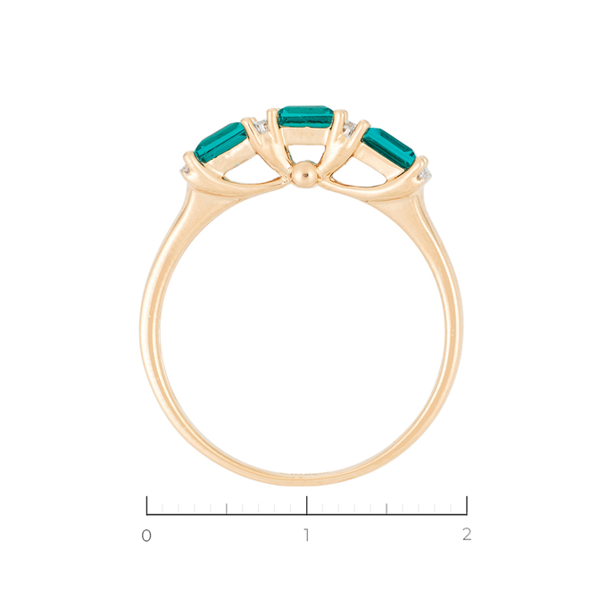 Кольцо из золота 585 пробы c 16 бриллиантами и 3 синт. изумрудами, Л 2810 3178 за 23120