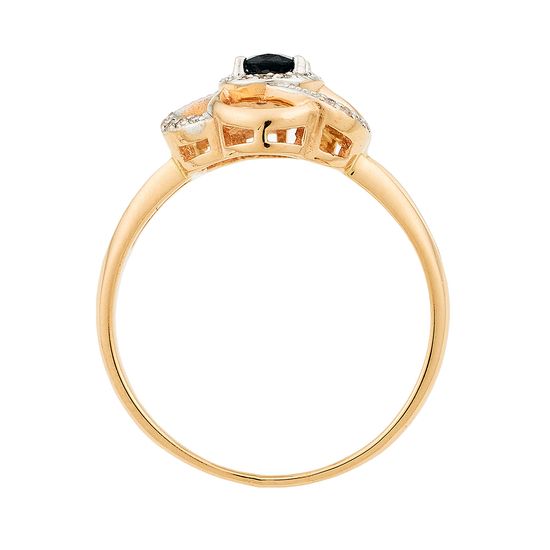 Кольцо из комбинированного золота 585 пробы c 1 сапфиром и 27 бриллиантами, Л57031019 за 18450