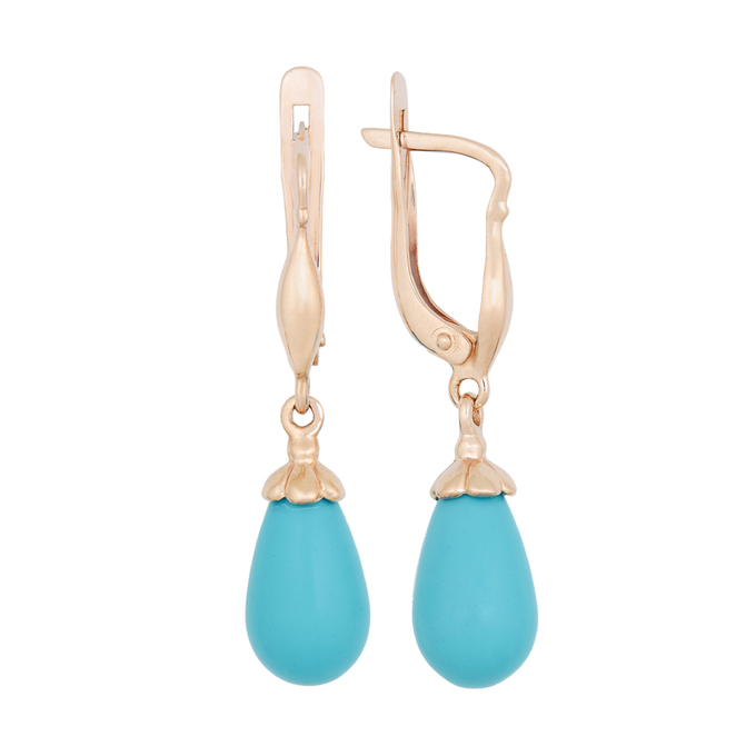 Серьги из золота 585 пробы c бирюзой им., Л 2212 4524 за 24800