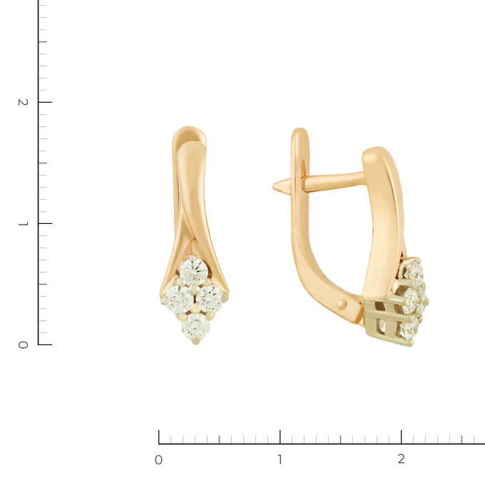 Серьги из золота 585 пробы c 8 бриллиантами