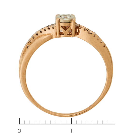 Кольцо из комбинированного золота 585 пробы c 17 бриллиантами, Л73021372 за 8450