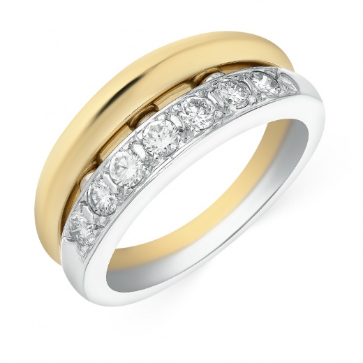 Кольцо из комбинированного золота 750 пробы c 7 бриллиантами 058504 фото 1