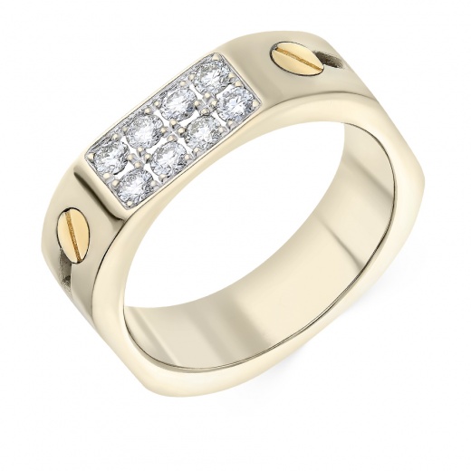 Кольцо из комбинированного золота 585 пробы c 8 бриллиантами 030781 фото 1