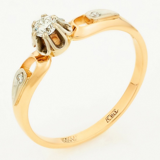 Кольцо из комбинированного золота 585 пробы c 3 бриллиантами, Л37056052 за 18515
