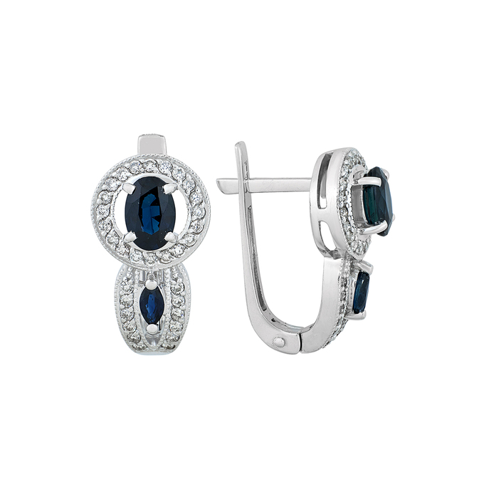Серьги из золота 585 пробы c сапфирами и бриллиантами, Л 2912 8484 за 58680