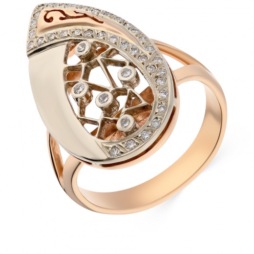 Кольцо из комбинированного золота 585 пробы c 41 бриллиантами Л06117371 фото 1