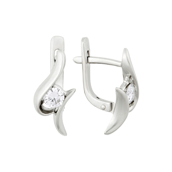 Серьги из золота 585 пробы c 2 бриллиантами, Л 2808 8812 за 89000