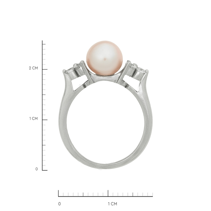 Кольцо из золота 585 пробы c бриллиантами и культивированным жемчугом, Л 2811 7513 за 44030