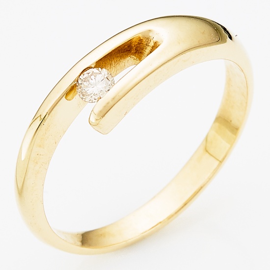 Кольцо из желтого золота 585 пробы c 1 бриллиантом, Л08079552 за 11450