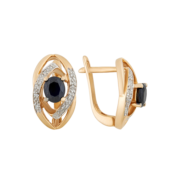 Серьги из золота 585 пробы c сапфирами и бриллиантами, Л 6602 4463 за 63120