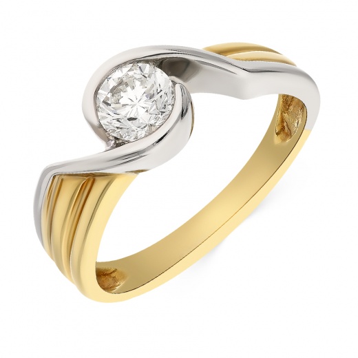 Кольцо из комбинированного золота 750 пробы c 1 бриллиантом, Л18046819 за 114 680 ₽
