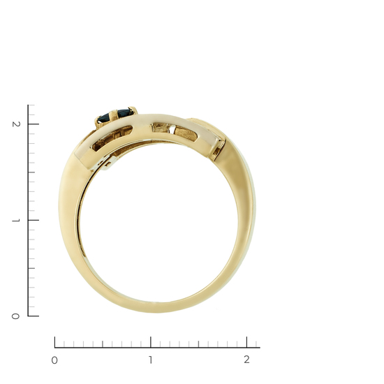 Кольцо из желтого золота 750 пробы c 1 сапфиром и 24 бриллиантами, Л62010688 за 44325