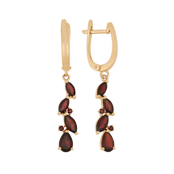 Серьги из золота 585 пробы c гранатами