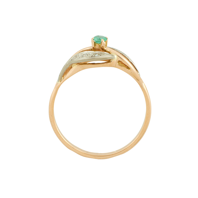 Кольцо из золота 585 пробы c изумрудом и бриллиантами, Л 3208 3381 за 31120