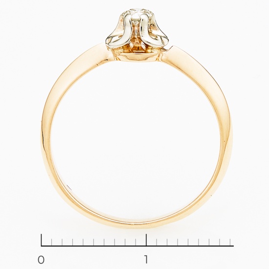 Кольцо из комбинированного золота 585 пробы c 1 бриллиантом, Л37053520 за 8100
