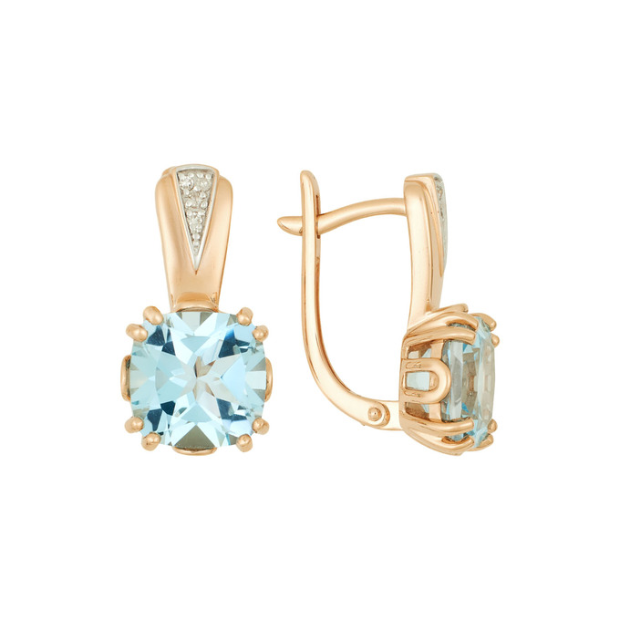 Серьги из золота 585 пробы c топазами и бриллиантами, Ц О007 2373 за 62020