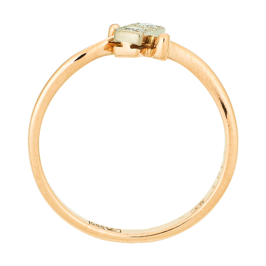Кольцо из комбинированного золота 585 пробы c 2 бриллиантами, Л28091169 за 9000