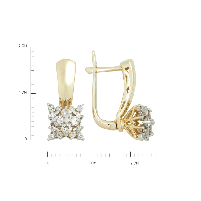 Серьги из золота 585 пробы c бриллиантами и фианитами, К 0000 4417 за 76000