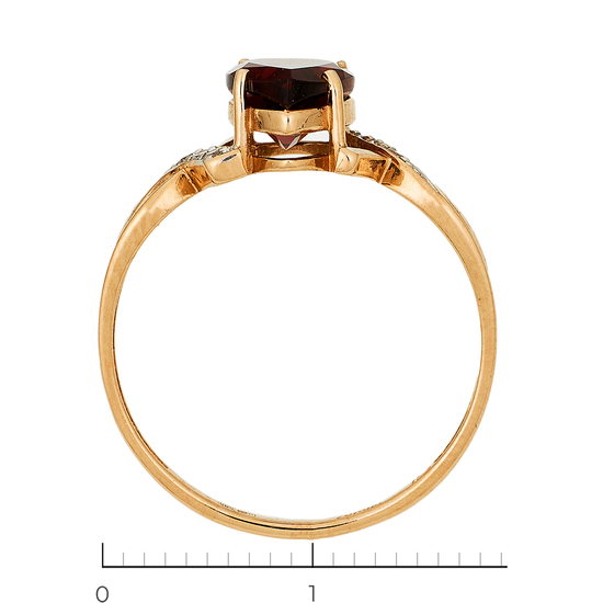 Кольцо из комбинированного золота 585 пробы c фианитами и 1 гранатом, Л39076854 за 10780