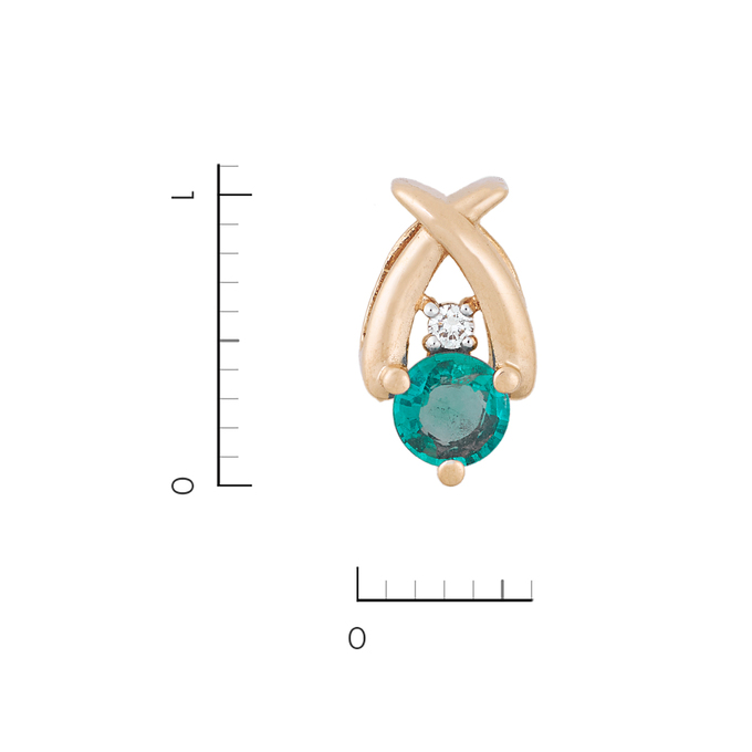 Подвеска из красного золота 585 пробы c 1 бриллиантом и 1 изумрудом, Л 4709 4330 за 16730