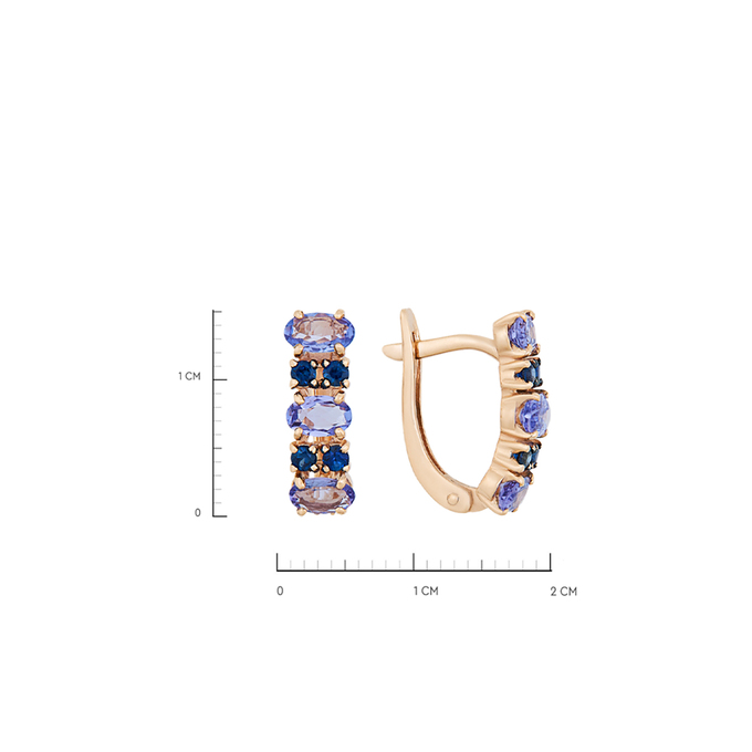 Серьги из золота 585 пробы c танзанитами и сапфирами, К 0000 4205 за 37600