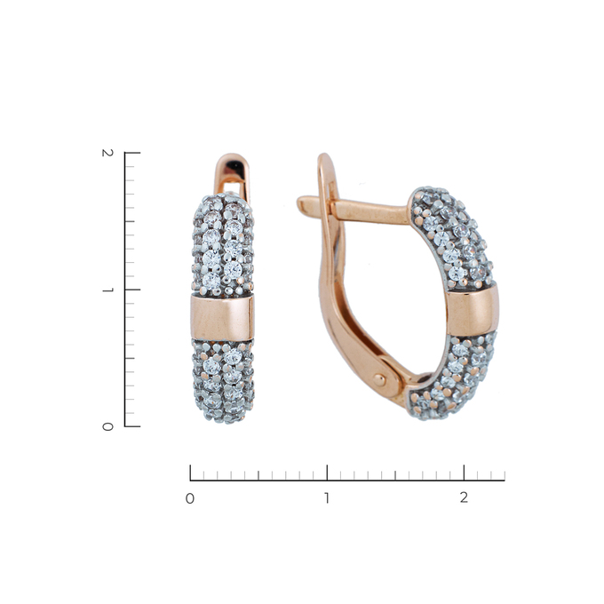 Серьги из красного золота 585 пробы c 72 фианитами